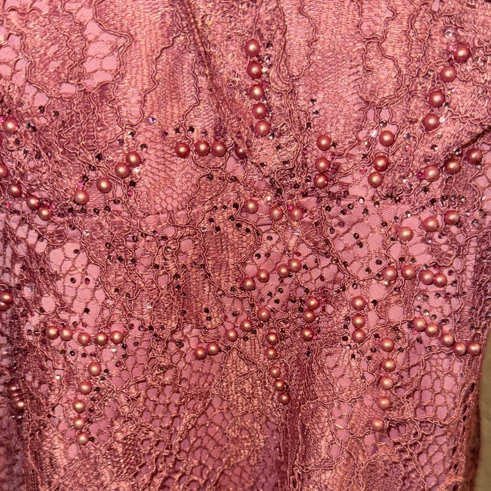 Women’s Lace A-Line Dress in Dusty Rose - Picture 3 of 6